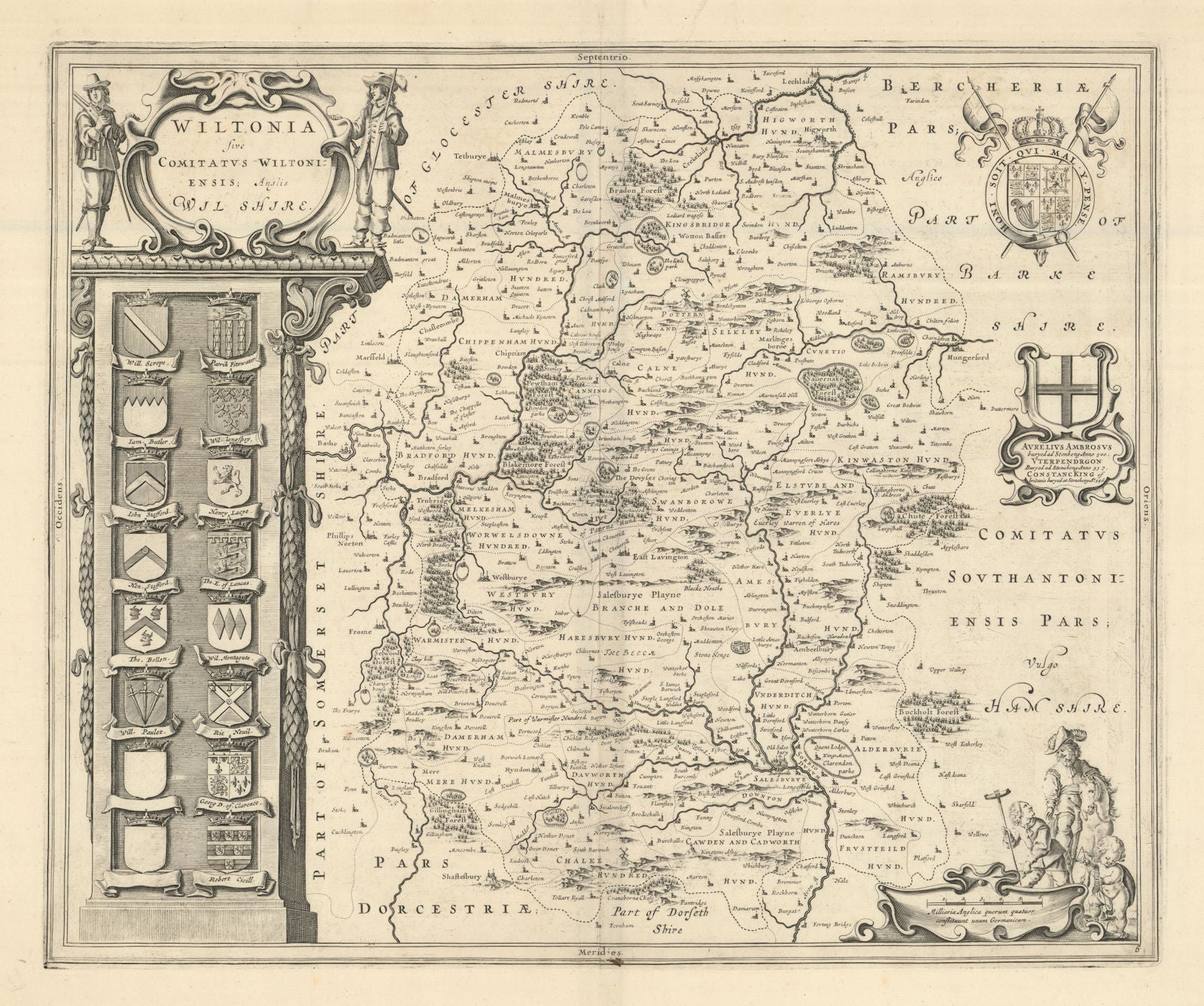 Wiltonia sive Comitatus Wiltoniensis Anglis Wilshire. Wiltshire. BLAEU c1648 map